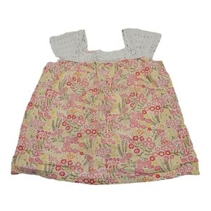 Janie & Jack Top Crochet Sleeves On Safari Size 4T Spring Floral